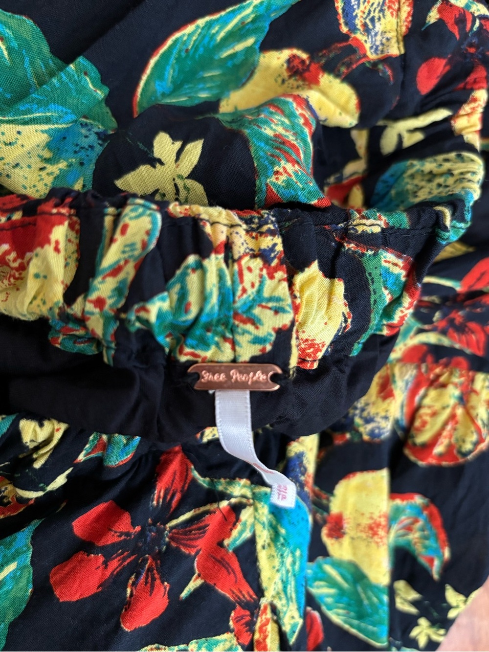Free People Black Romper with Bright Tropical Floral Print - Picture 4 of 7